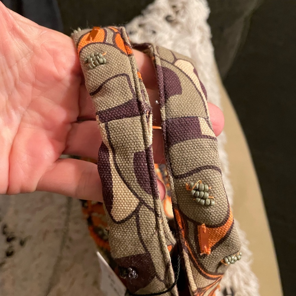 NWT Zara multicolor sequin beaded Orange and Brown Floral Shoulder Bag - Picture 9 of 11
